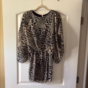Animal Print Cape Sleeve Dress